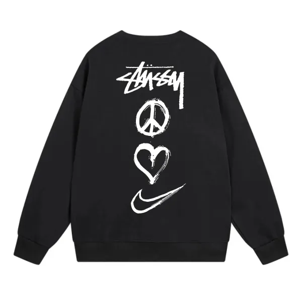 Stussy x Nike Peace Love Swoosh Black Hoodie - 1