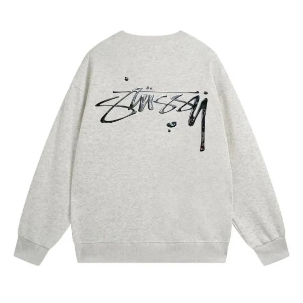 Stüssy Liquid Logo Heather Gray Hoodie - 1