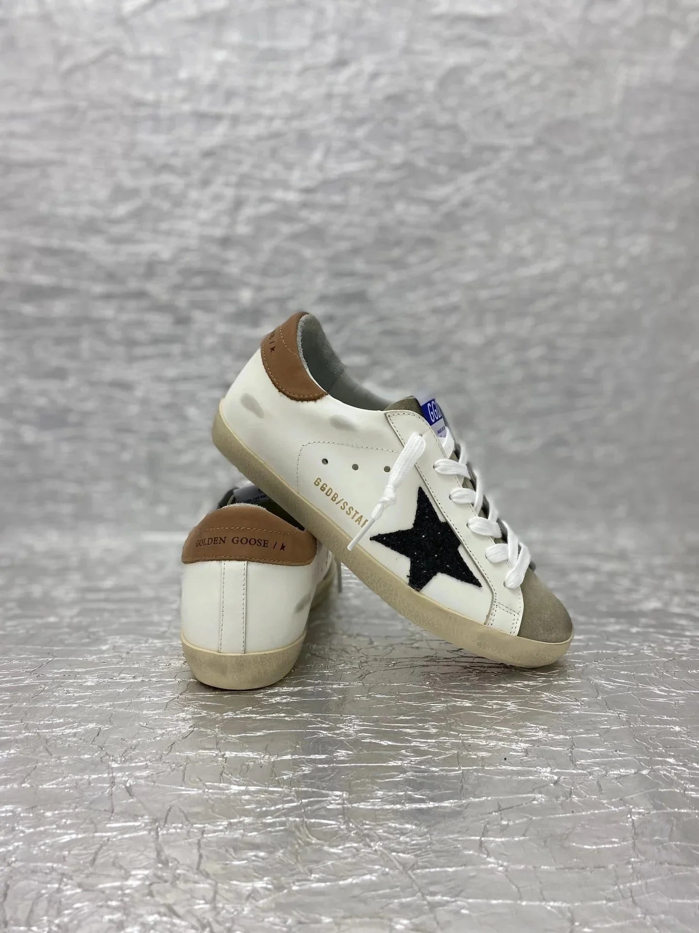Golden Goose Sstar White Glitter Star Leopard Heel Sneakers - 6