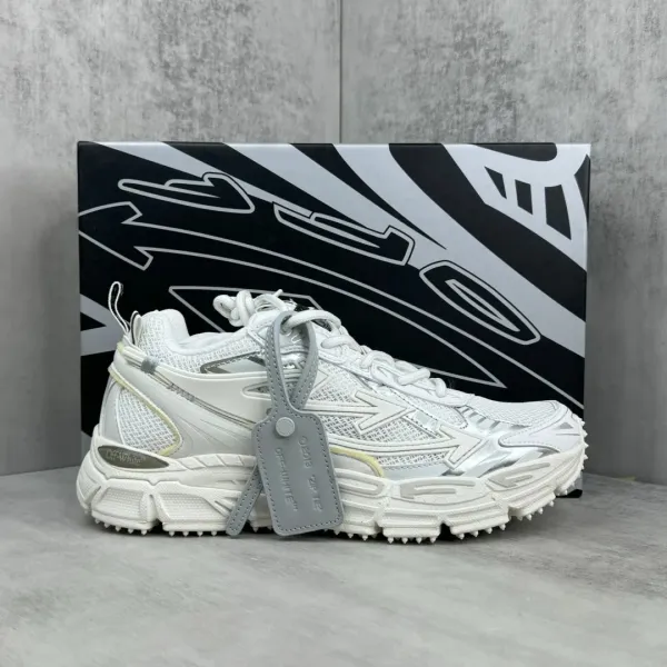 Off-White x New Balance 90v2 White Silver Chunky Sneakers - 1