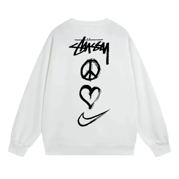 Stussy x Nike Peace Love Swoosh White Hoodie - 1