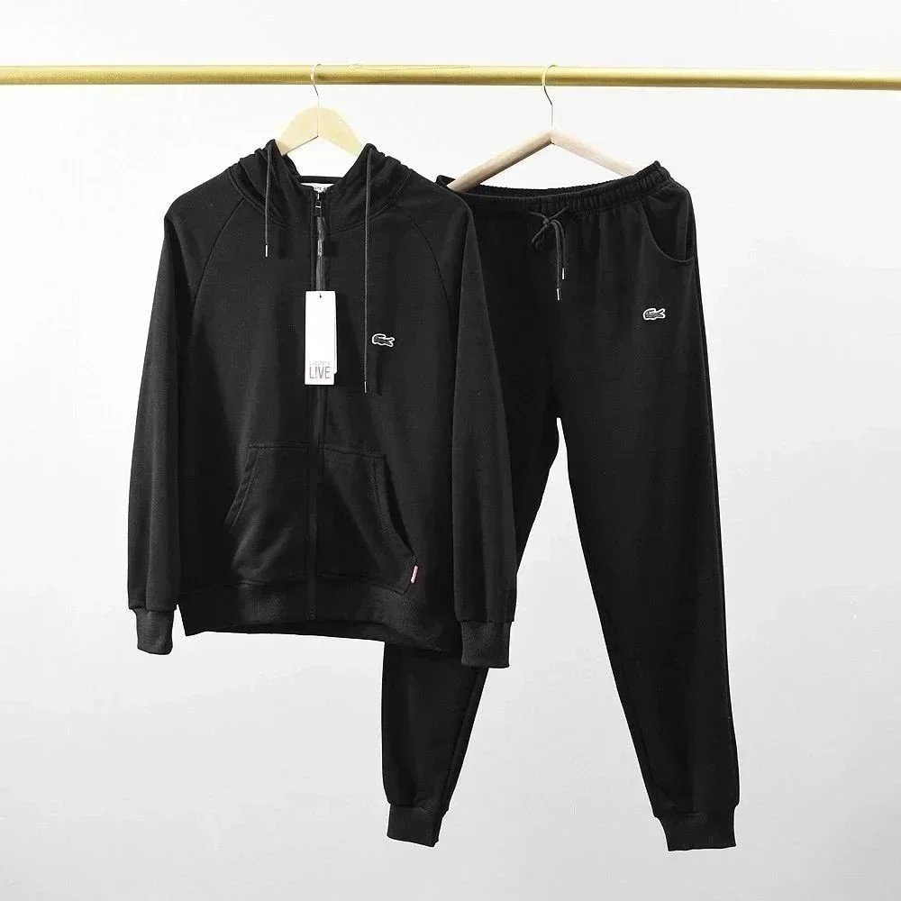 Lacoste Live Full-Zip Hoodie and Jogger Set Black Tracksuit - 1