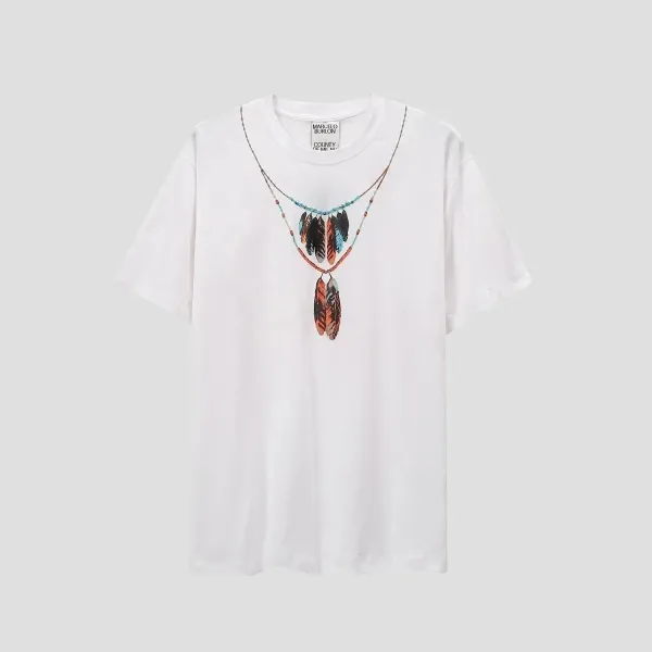 Marcelo Burlon County of Milan Feather Necklace Print White T-Shirt - 1