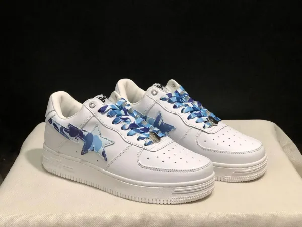A Bathing Ape Bape Sta Low Blue Camo Star Sneakers - 1