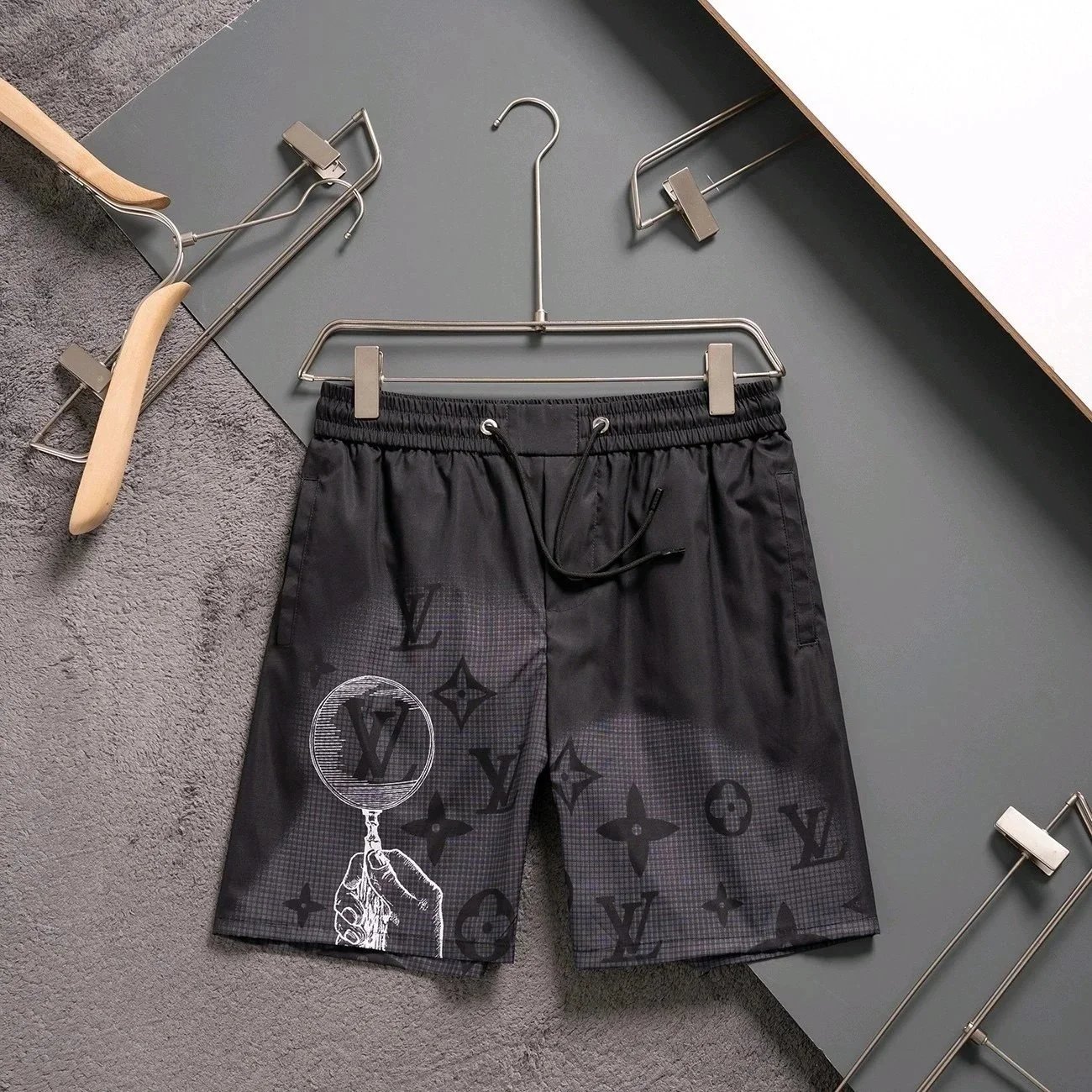 Louis Vuitton Monogram Print Swim Shorts Black - 1