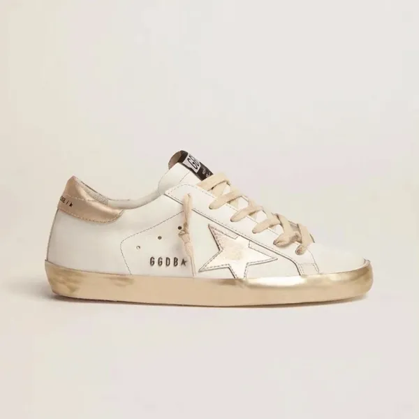 Golden Goose Superstar White and Gold Leather Sneakers - 1
