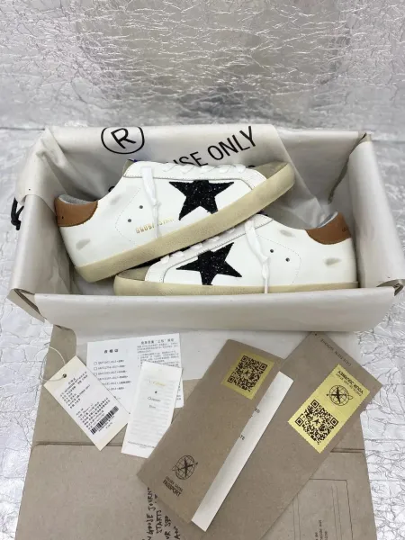 Golden Goose Sstar White Glitter Star Leopard Heel Sneakers - 8
