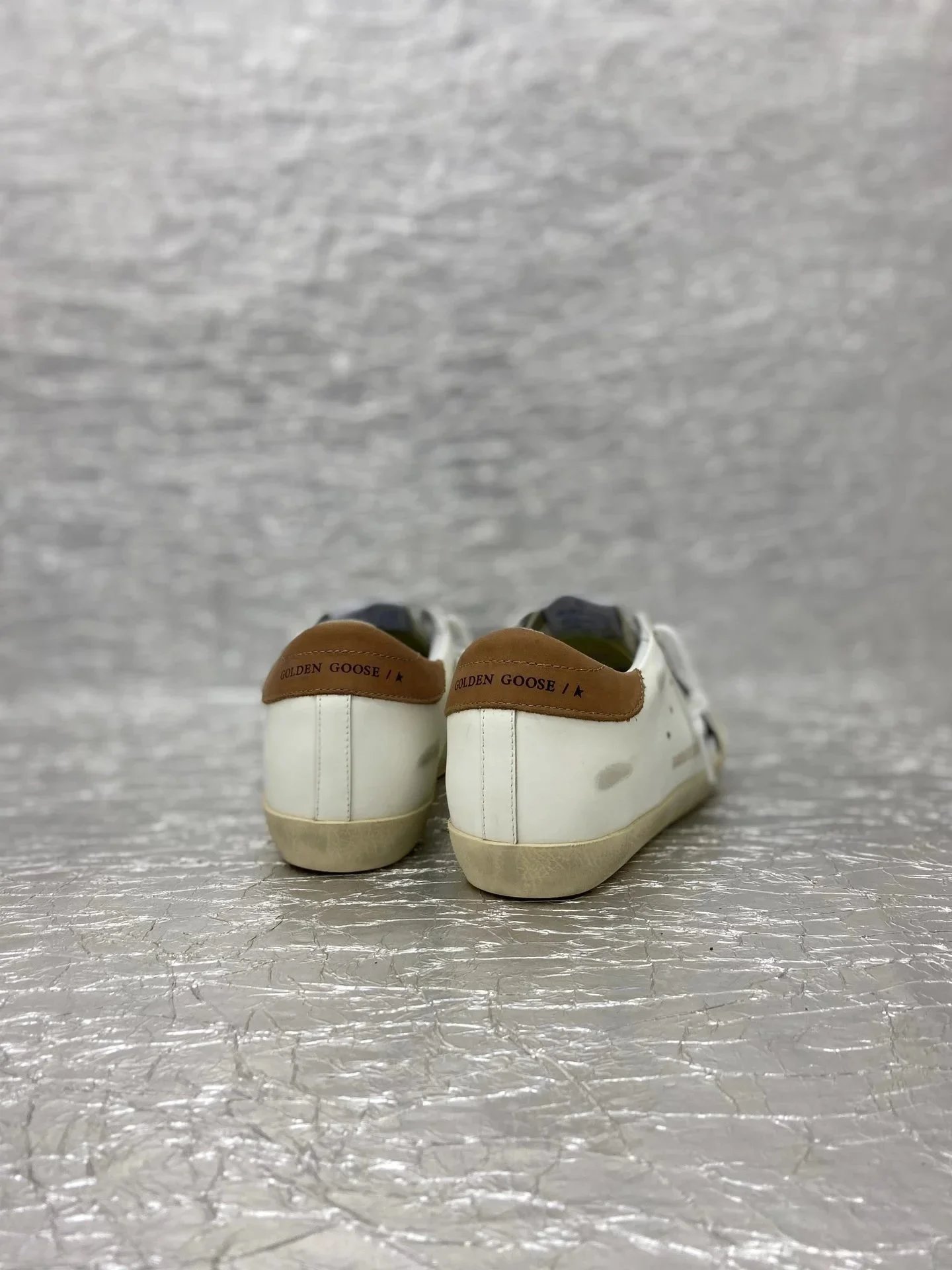 Golden Goose Sstar White Glitter Star Leopard Heel Sneakers - 10