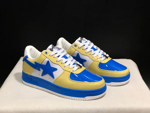 A Bathing Ape Bape Sta Star Yellow Blue Sneakers - 1