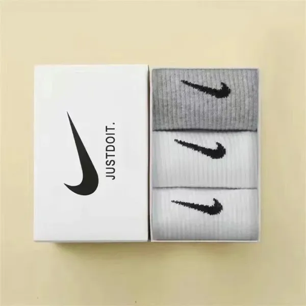 Nike Swoosh Logo Crew Socks Gray/White Socks - 1