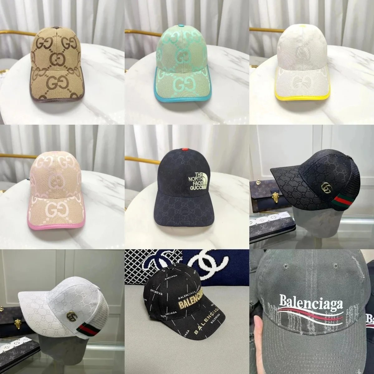 Designer Logo Baseball Cap Collection Gucci Balenciaga
