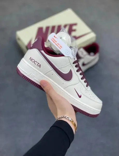 Nike Air Force 1 Low NOCTA Burgundy White Sneakers - 1