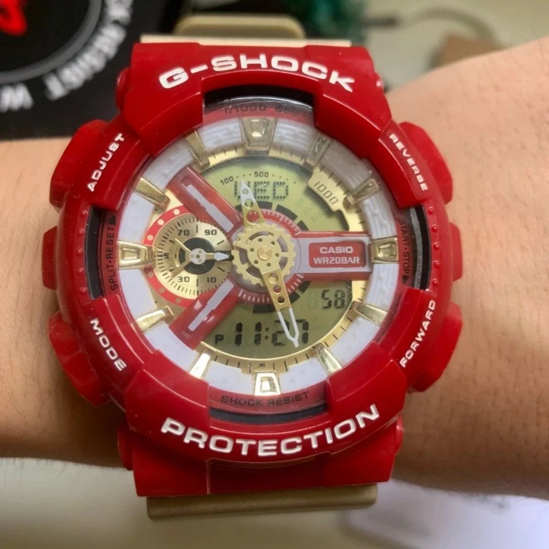Casio G-Shock GA-110HR-7A White Red Analog-Digital Watch - 5