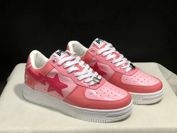 A Bathing Ape BAPE STA Pink Patent Leather Sneakers - 1