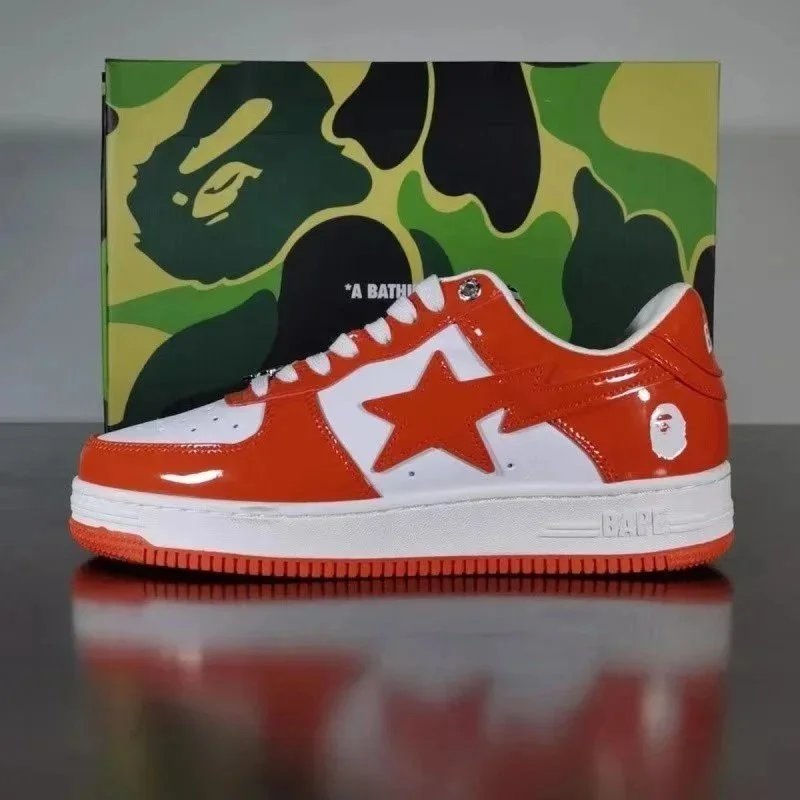A Bathing Ape Bape Sta Low Black Patent Leather Sneakers - 5