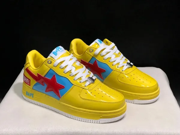 A Bathing Ape x Marvel BAPE STA Yellow Blue Red Sneakers - 1