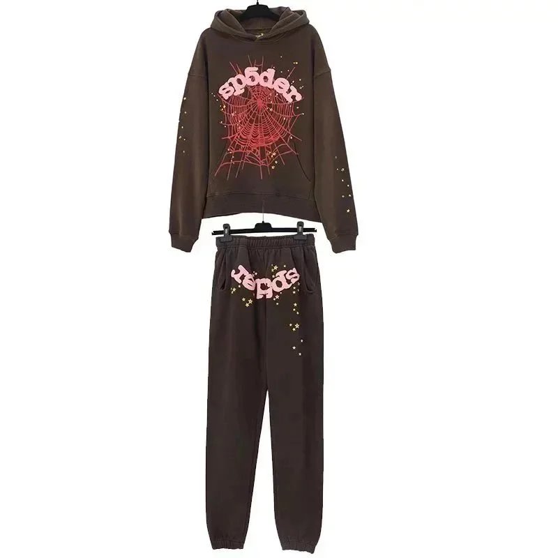 Pink! Spiderweb Graphic Hoodie and Sweatpants Set Pink - 9