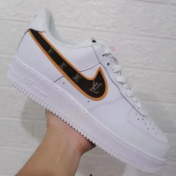Louis Vuitton x Nike Air Force 1 Low Monogram Swoosh White Sneakers - 1