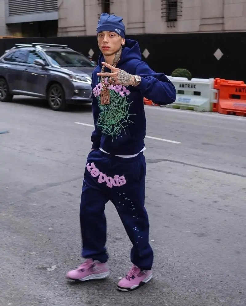 Pink! Spiderweb Graphic Hoodie and Sweatpants Set Pink - 2