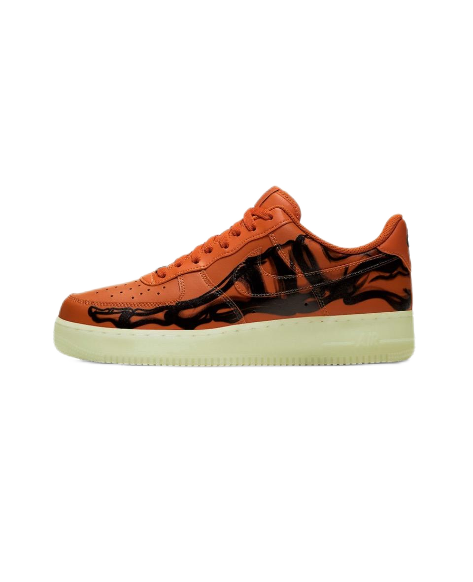 Nike Air Force 1 Low Orange Skeleton Print Sneakers - 1