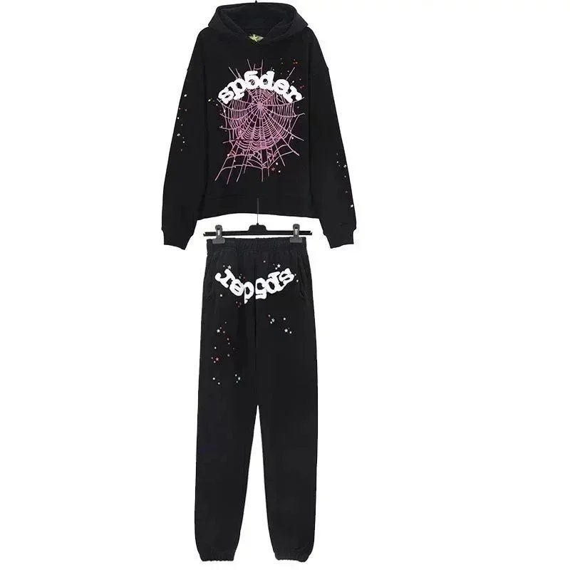 Pink! Spiderweb Graphic Hoodie and Sweatpants Set Pink - 10