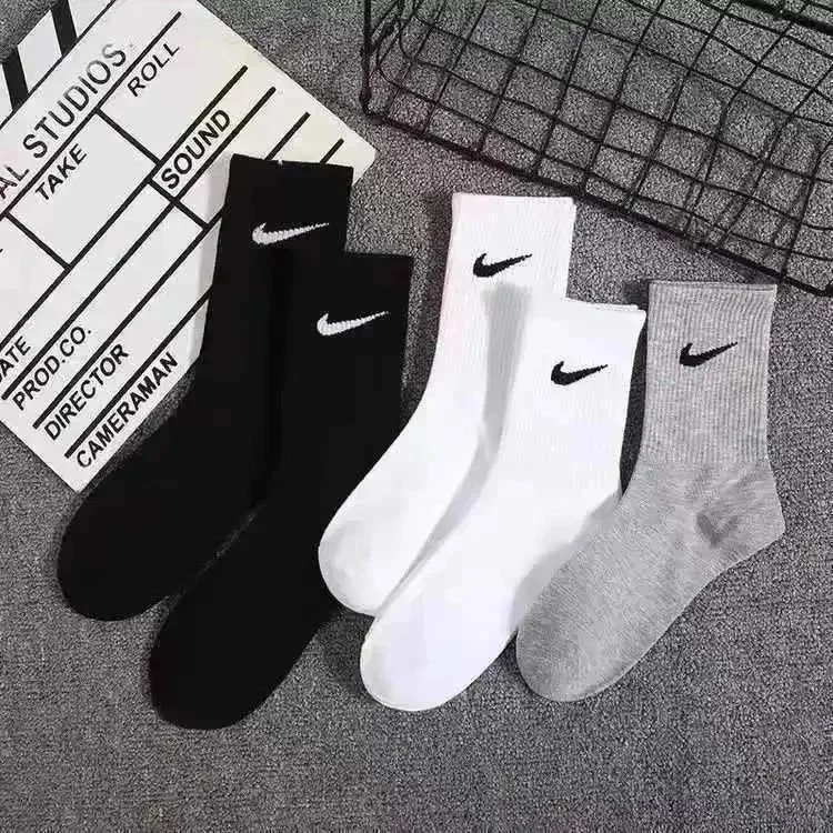 Nike Swoosh Ankle Socks Black White Gray Socks - 10