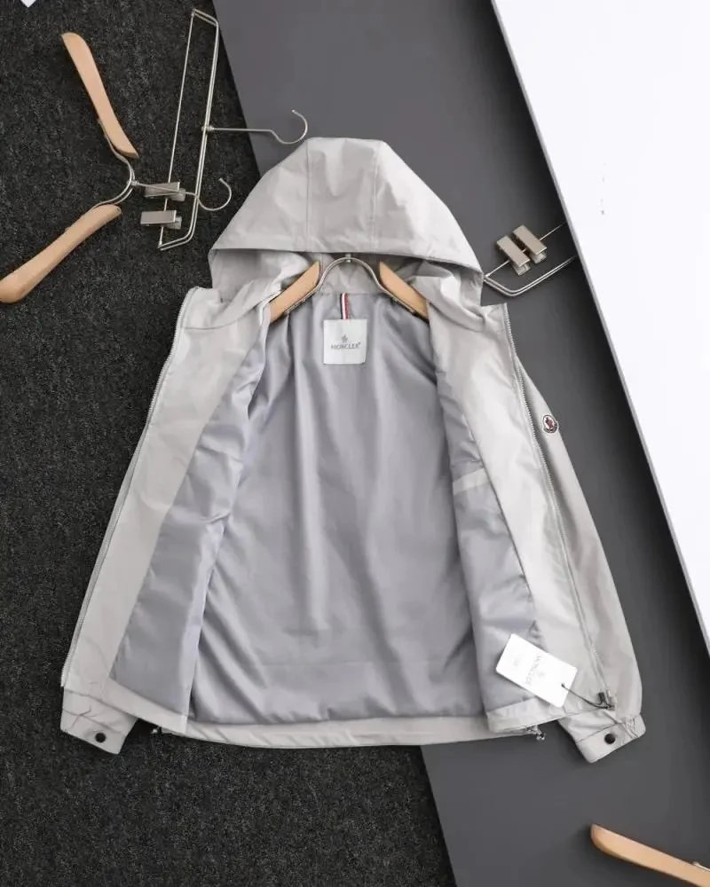 Moncler Windbreaker Jacket Black with Multicolor Stripe Trim - 5