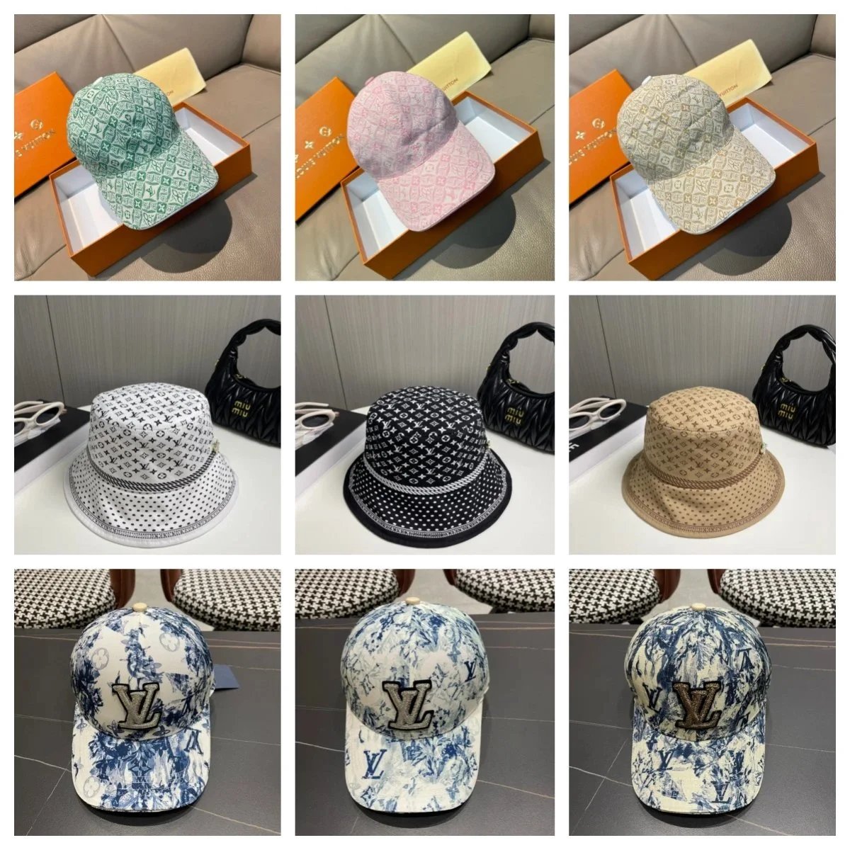 Louis Vuitton Monogram Baseball Cap and Bucket Hat