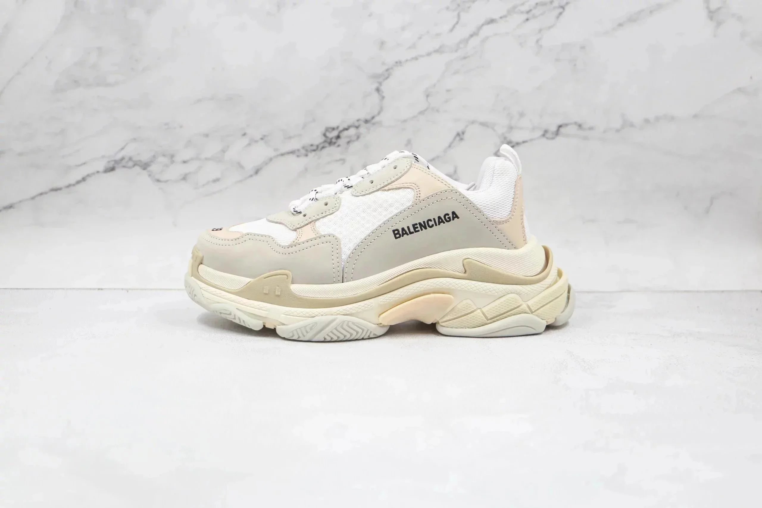 Balenciaga Triple S Chunky Sneakers Cream
