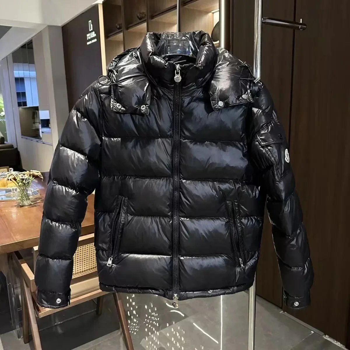 Moncler Maya Black Glossy Down Jacket - 3