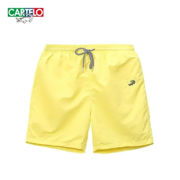Carlo Capelo Crocodile Logo Yellow Swim Shorts - 1