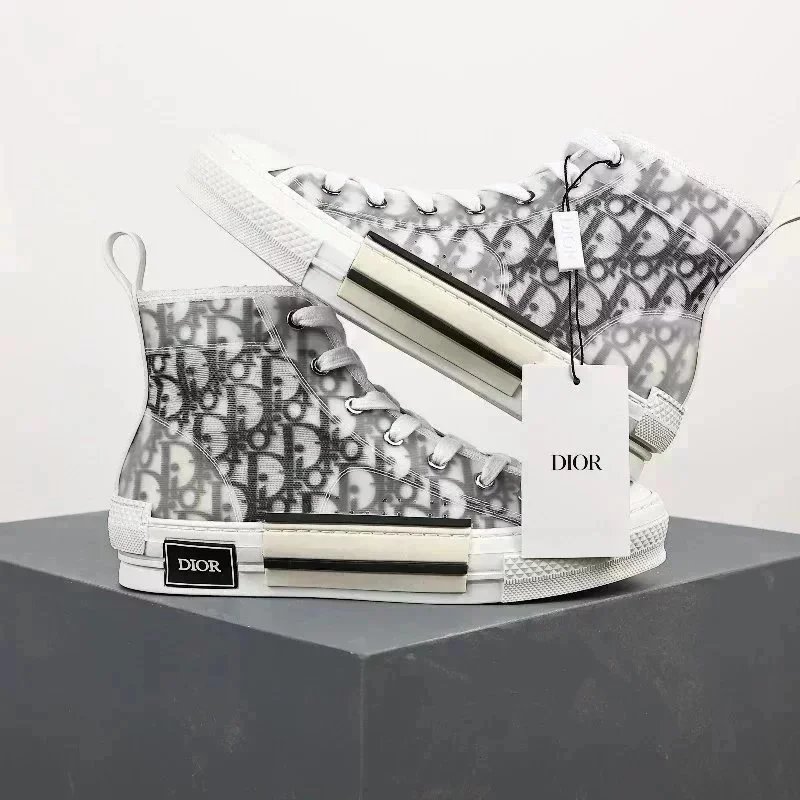 Dior B23 Newspaper Print White Transparent Sneakers - 8