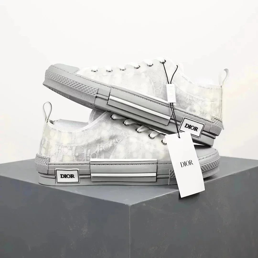 Dior B23 Low-Top Sneakers White/Gray Oblique Print Canvas Sneakers