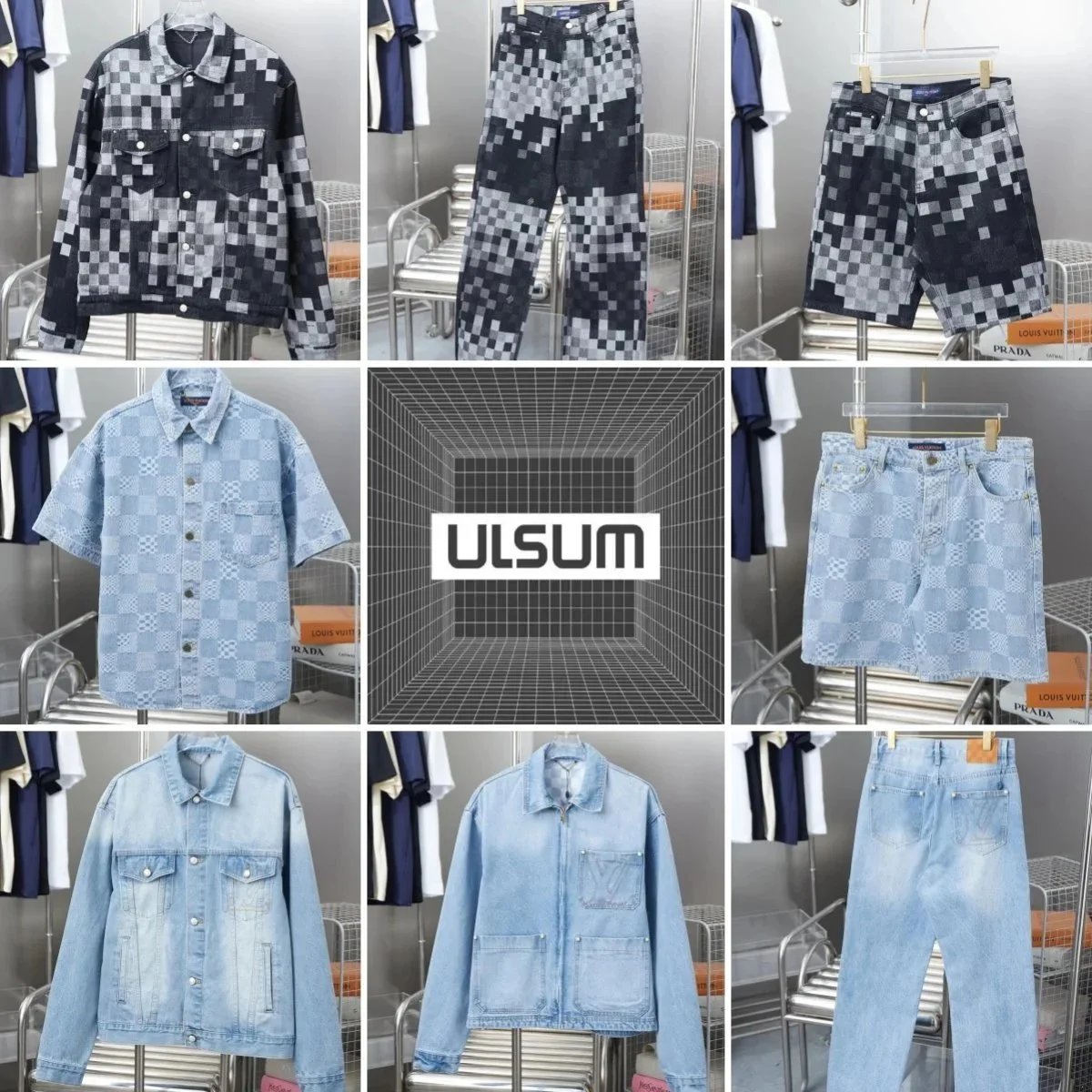 Louis Vuitton Damier Denim Jacket and Shorts Set