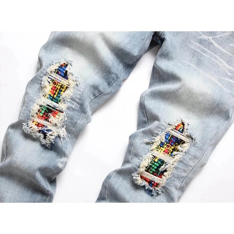Saint Tears Distressed Logo Washed Denim Jeans - 4