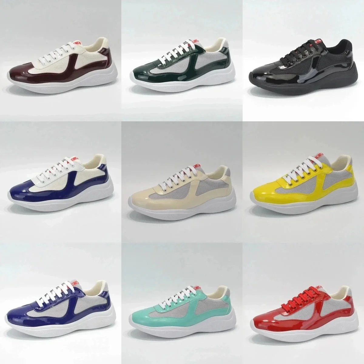 Prada Re-Nylon Low Top Burgundy and White Sneakers - 2