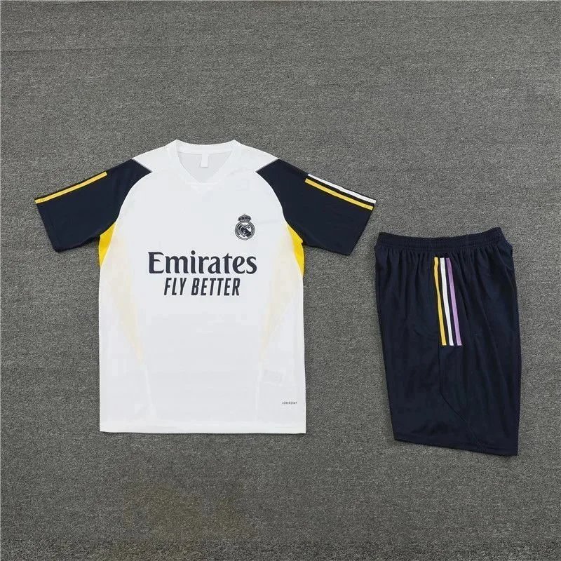 Adidas Real Madrid Training Kit Navy Orange White Jersey and Shorts Set - 10