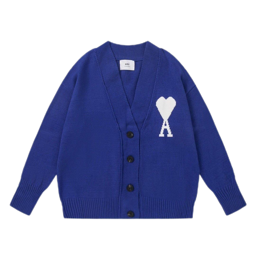 Ami Paris Heart Logo Red Cardigan - 9