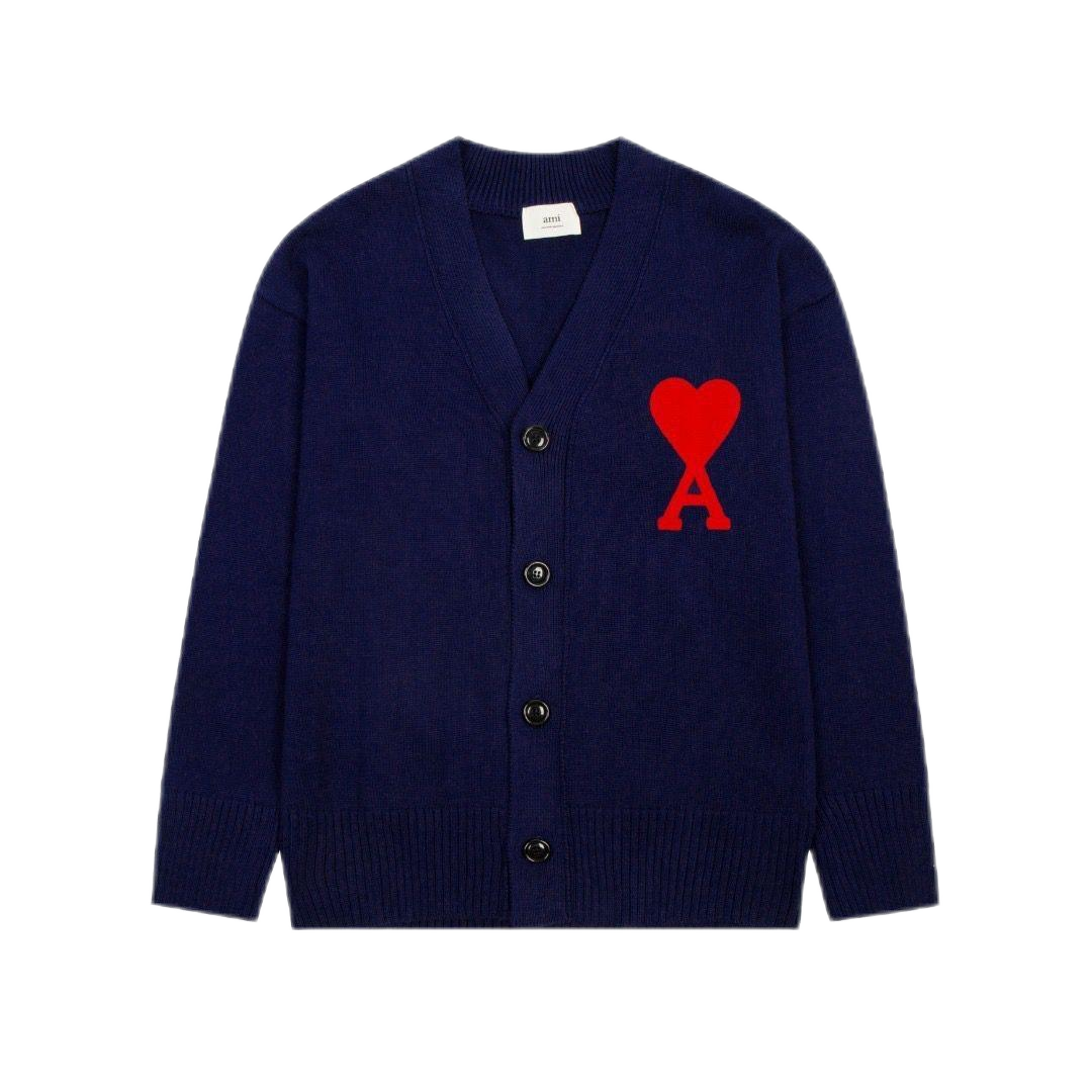 Ami Paris Heart Logo Red Cardigan - 11