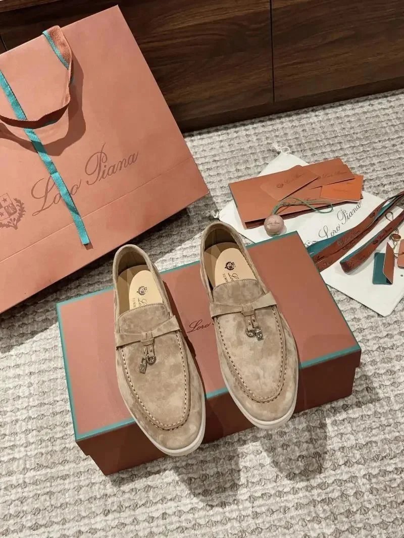 Loro Piana Gommino Loafers Beige Suede Loafers - 1