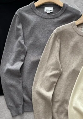 Design Crewneck Knit Sweater in Gray and Beige
