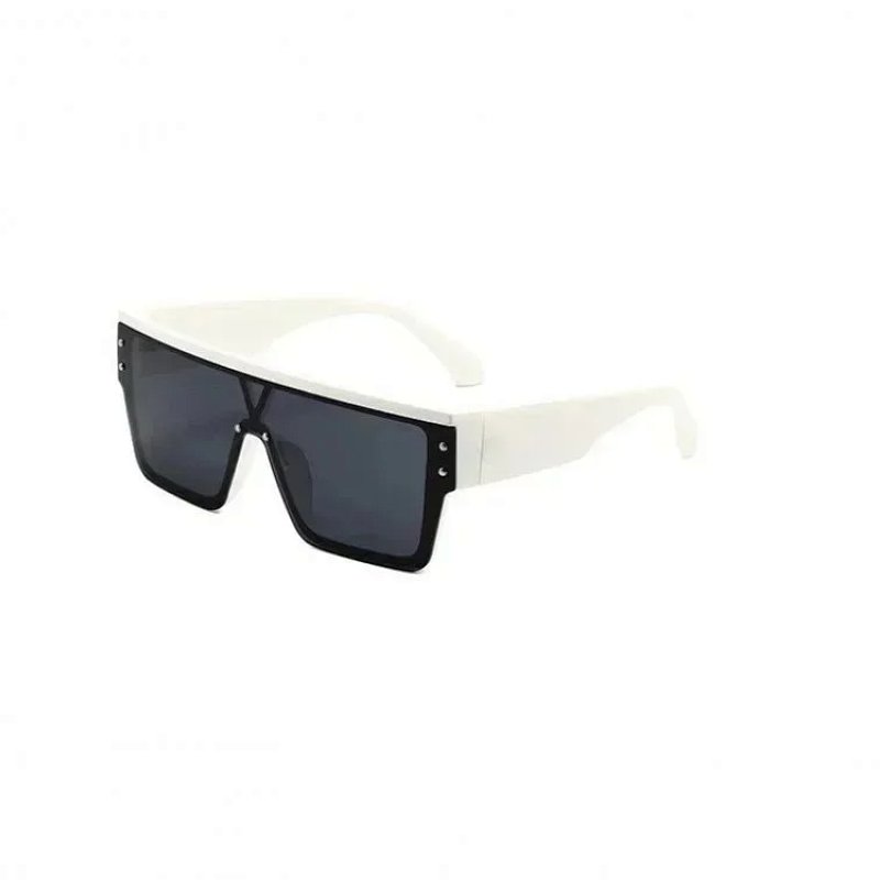 Oversized Shield Sunglasses White Frame Black Lens