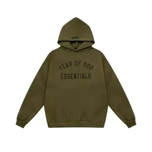 Fear of God Essentials Olive Green Hoodie - 1