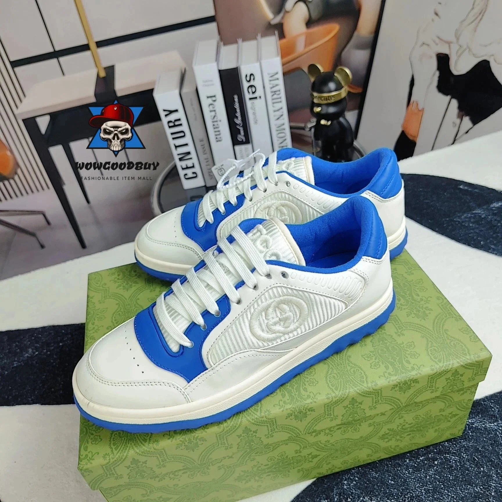 Gucci Rhyton Low-Top White and Sky Blue Sneakers - 6