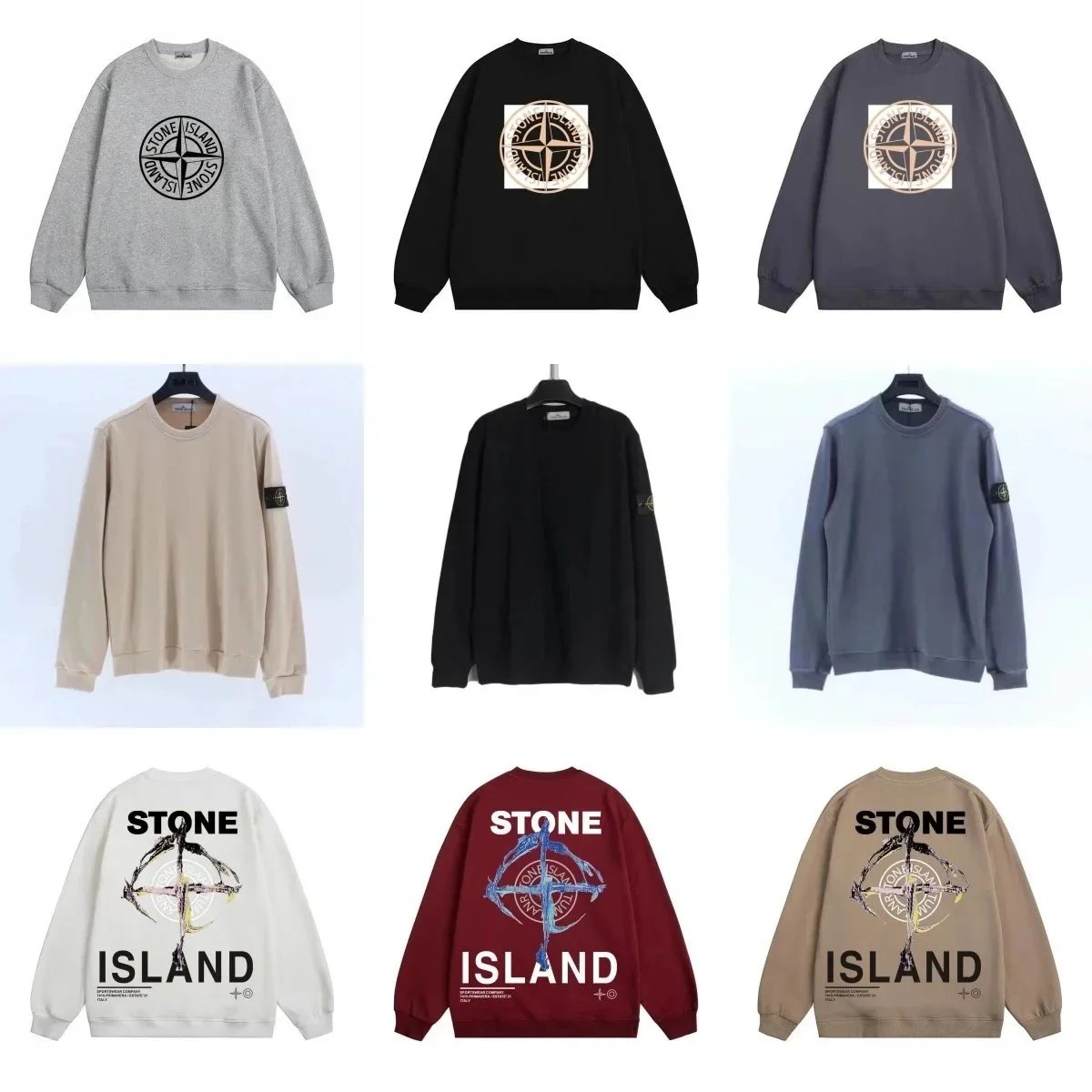 Stone Island Compass Logo Crewneck Sweatshirt Beige - 2