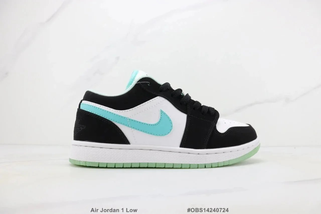 Air Jordan 1 Low Black White Mint Green Sneakers