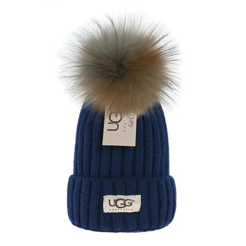 UGG Knit Beanie with Raccoon Fur Pom-Pom Pink Hat - 10
