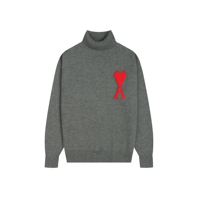 Ami Paris Heart Logo Cardigan Gray Sweater - 10