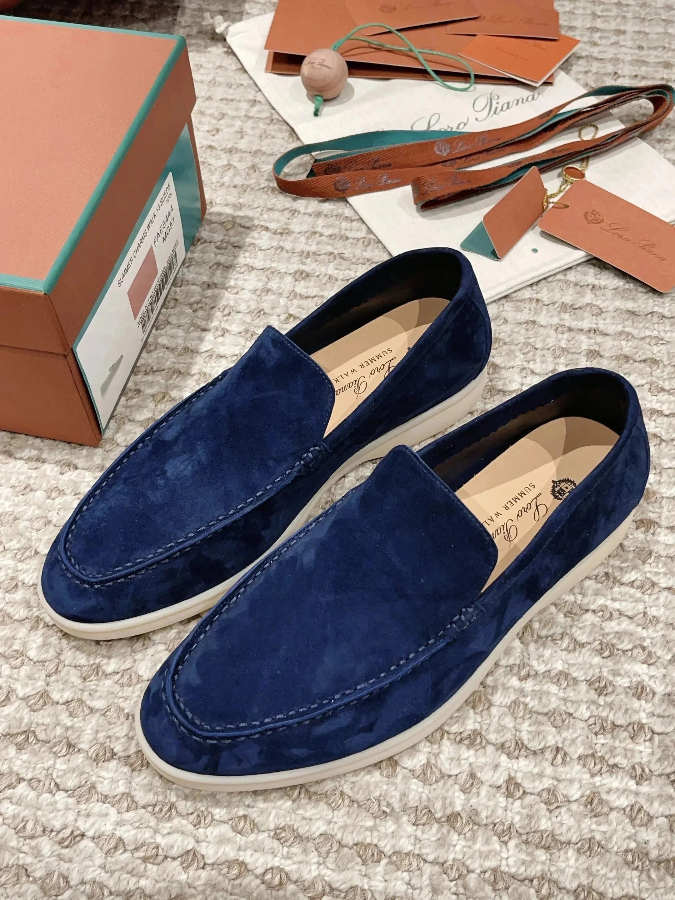 Loro Piana Gommino Loafers Sage Green Suede Casual Shoes - 7