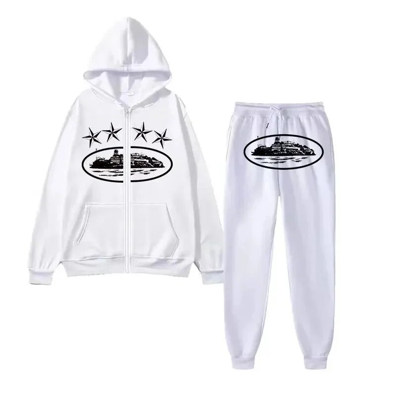 Saint Tears Cruise Ship Graphic Hoodie and Sweatpants Set White - 1